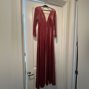 Jenny Yoo Malia Cinnamon Rose Stretch Velvet Size 10 plus extra 3” length